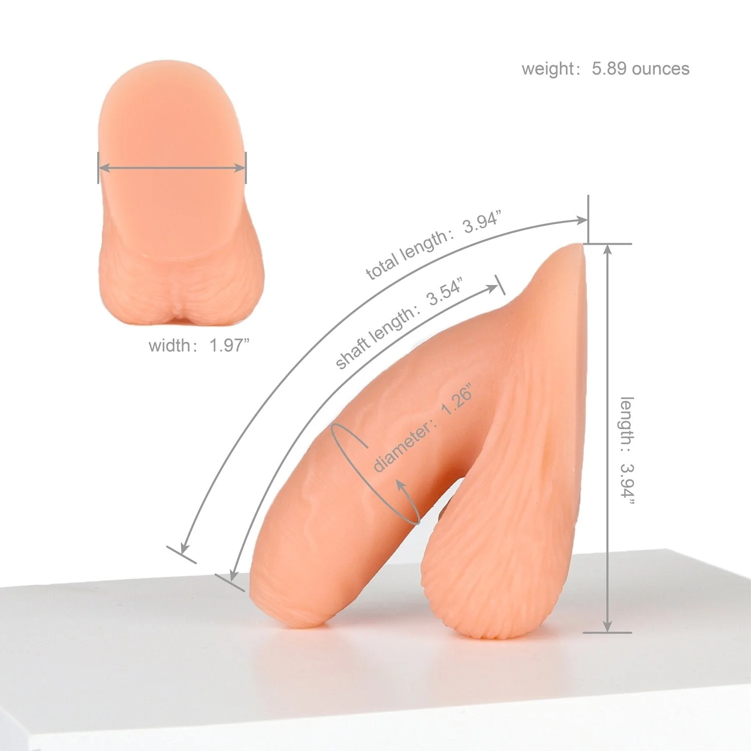 AXOLOM Au Naturel Soft Silicone FTM Packer - 3.5" Shaft Uncut - Image 3
