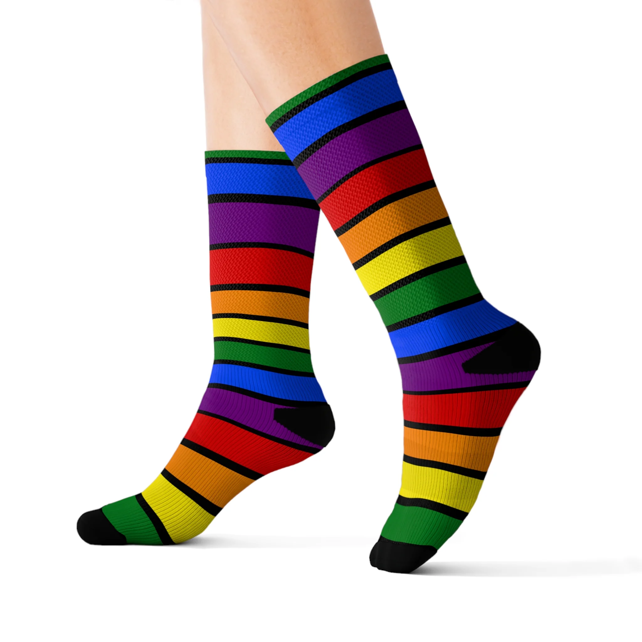 Black All Over Rainbow Socks - Image 5