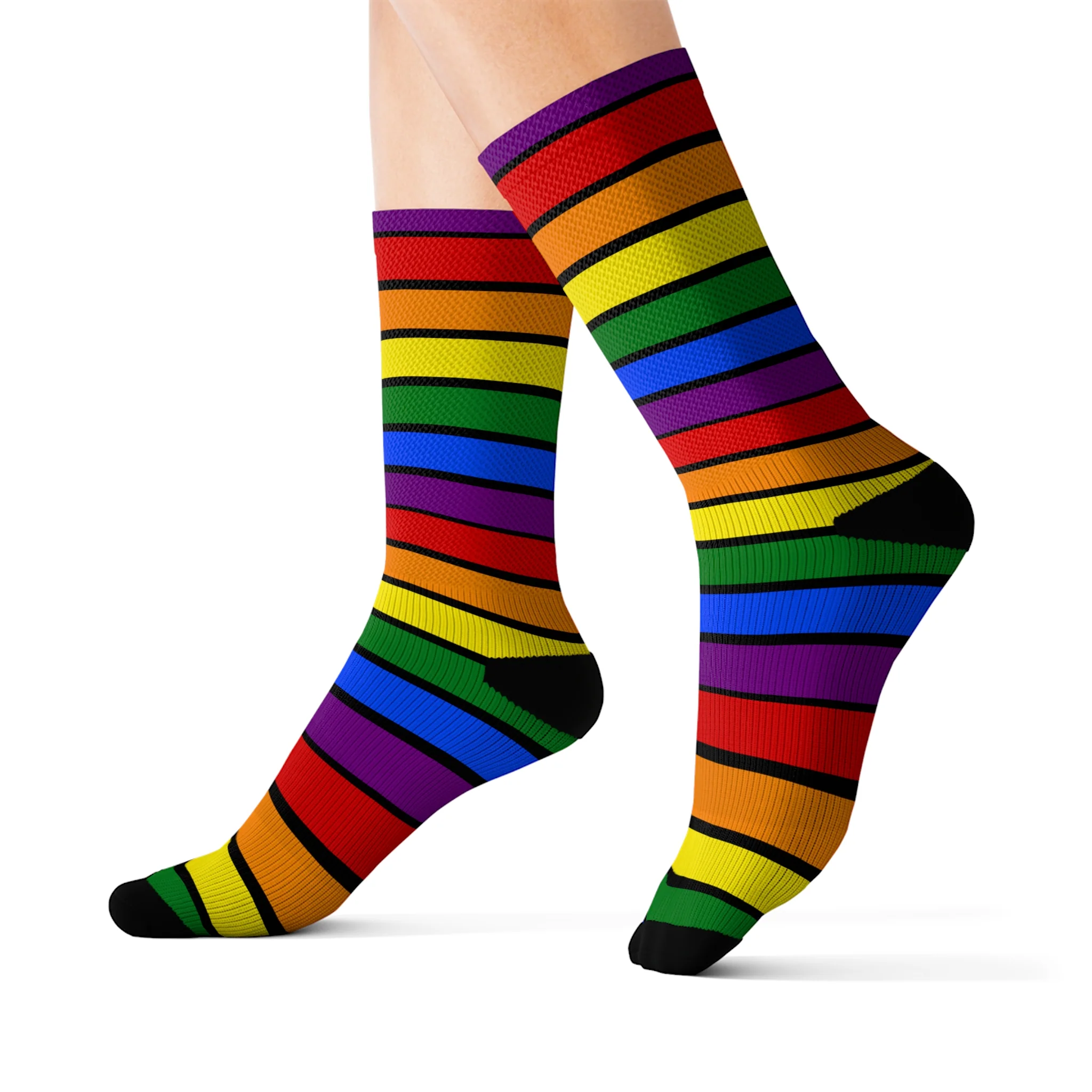 Black All Over Rainbow Socks - Image 9