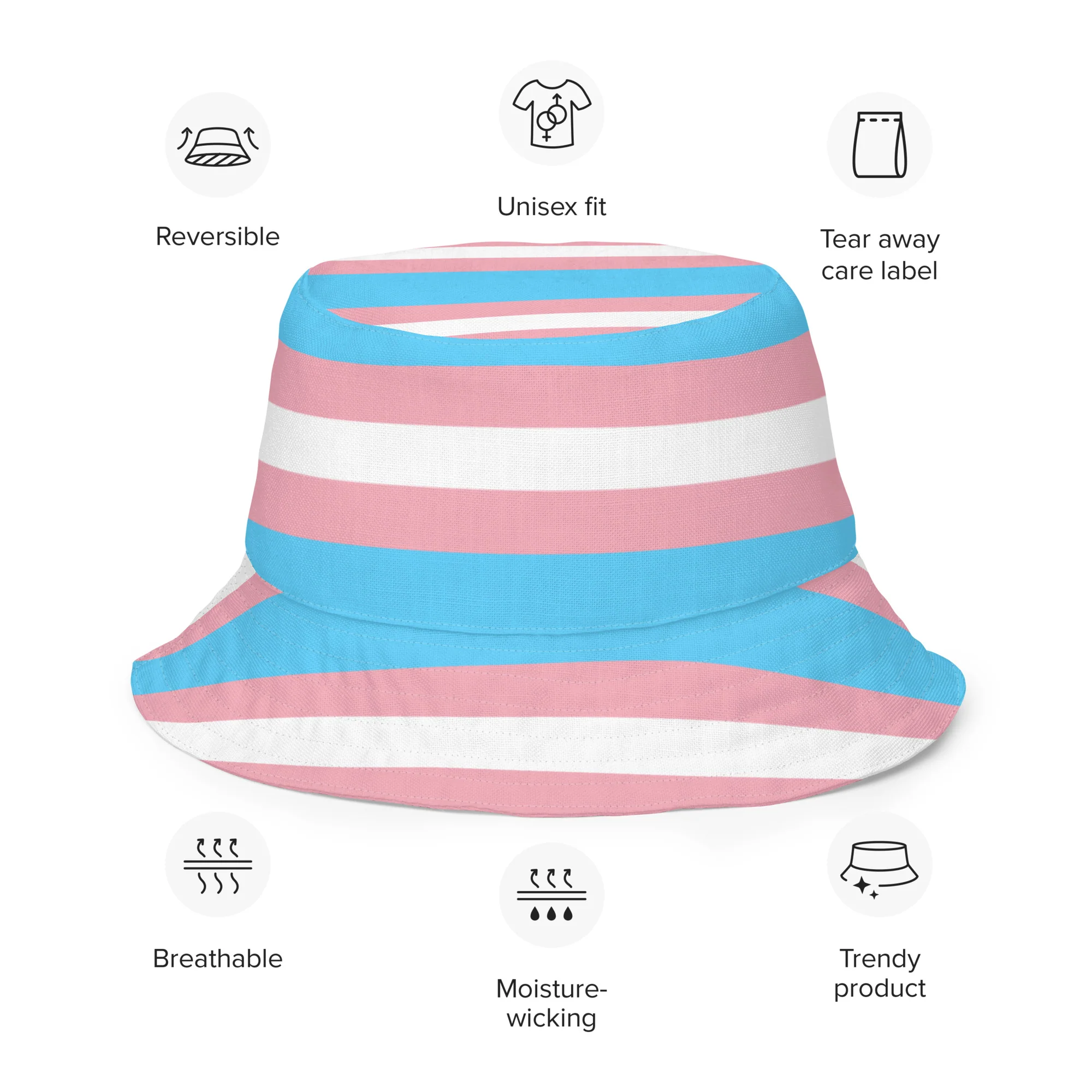 Reversible Trans Pride bucket hat - Image 3