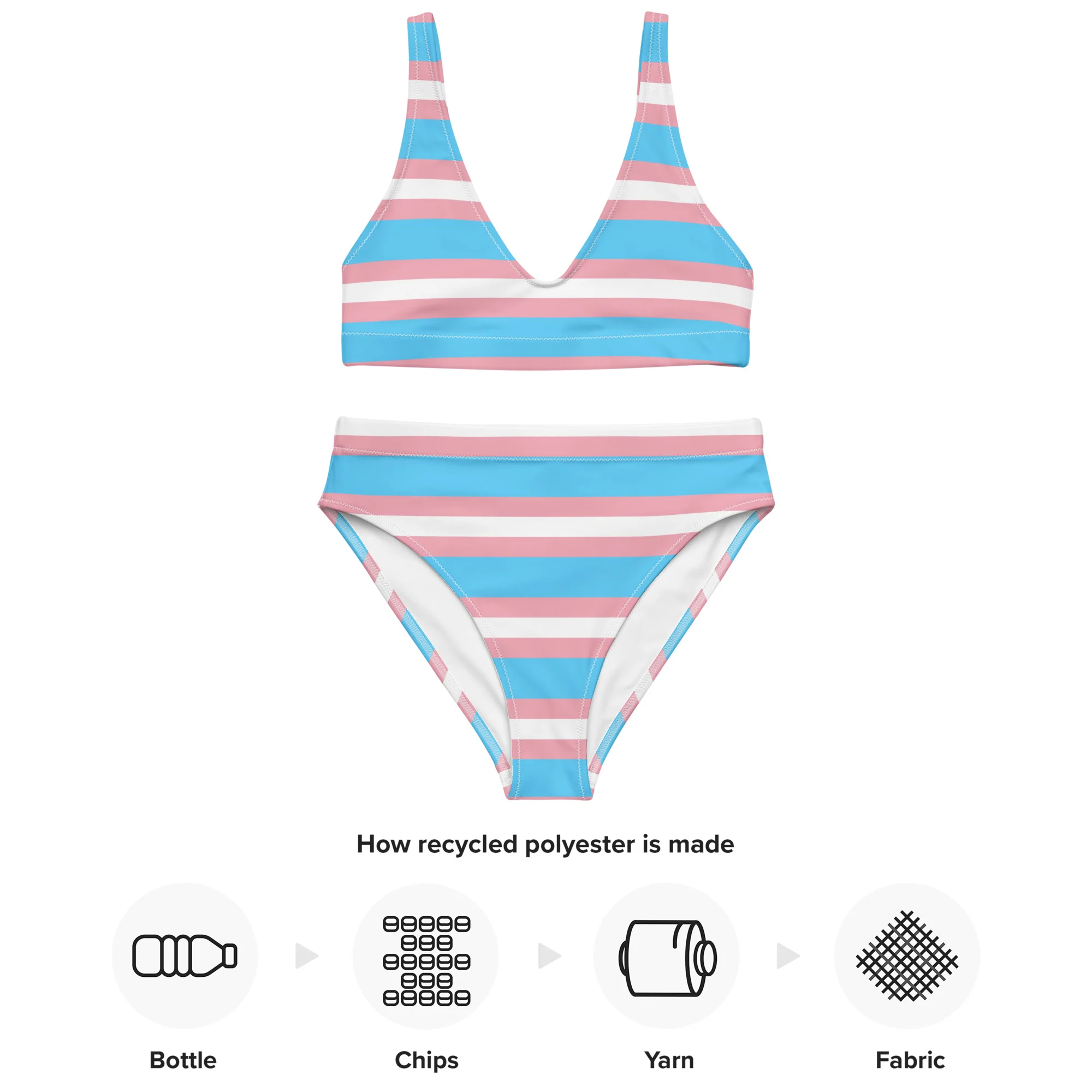 Trans Flag high-waisted bikini - Image 5