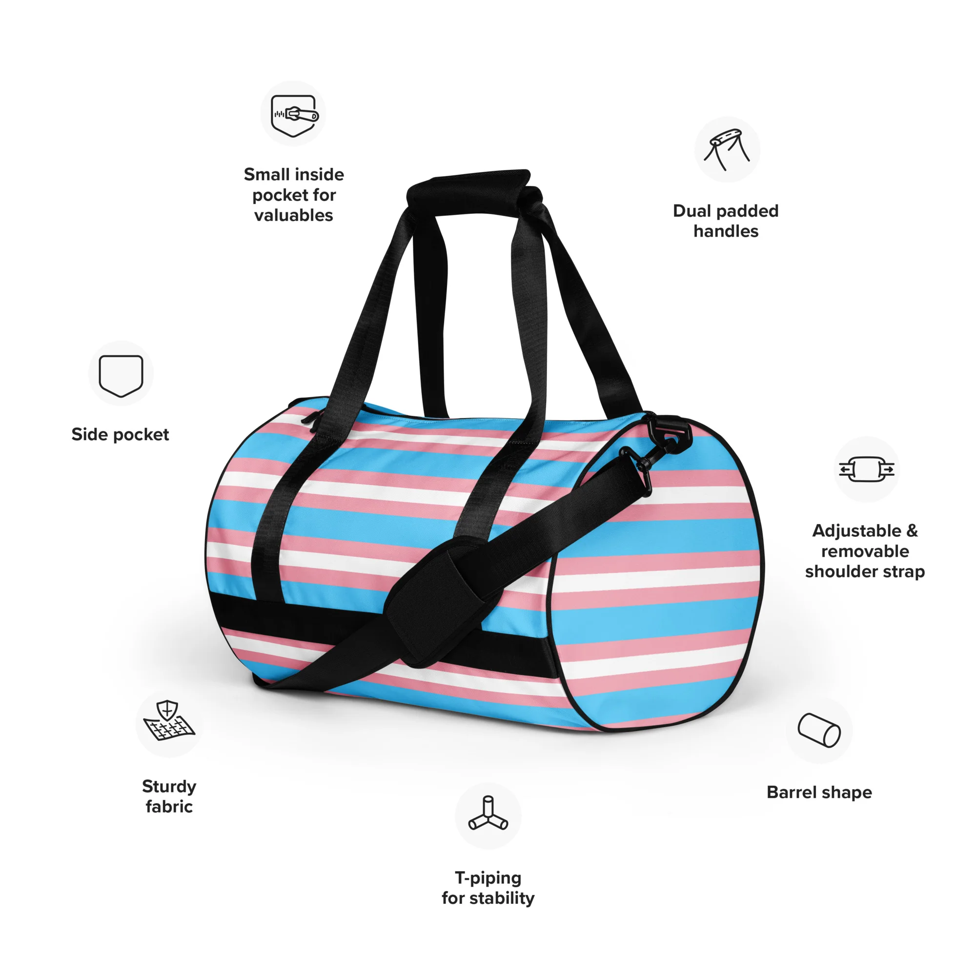 Trans Flag print gym bag - Image 5