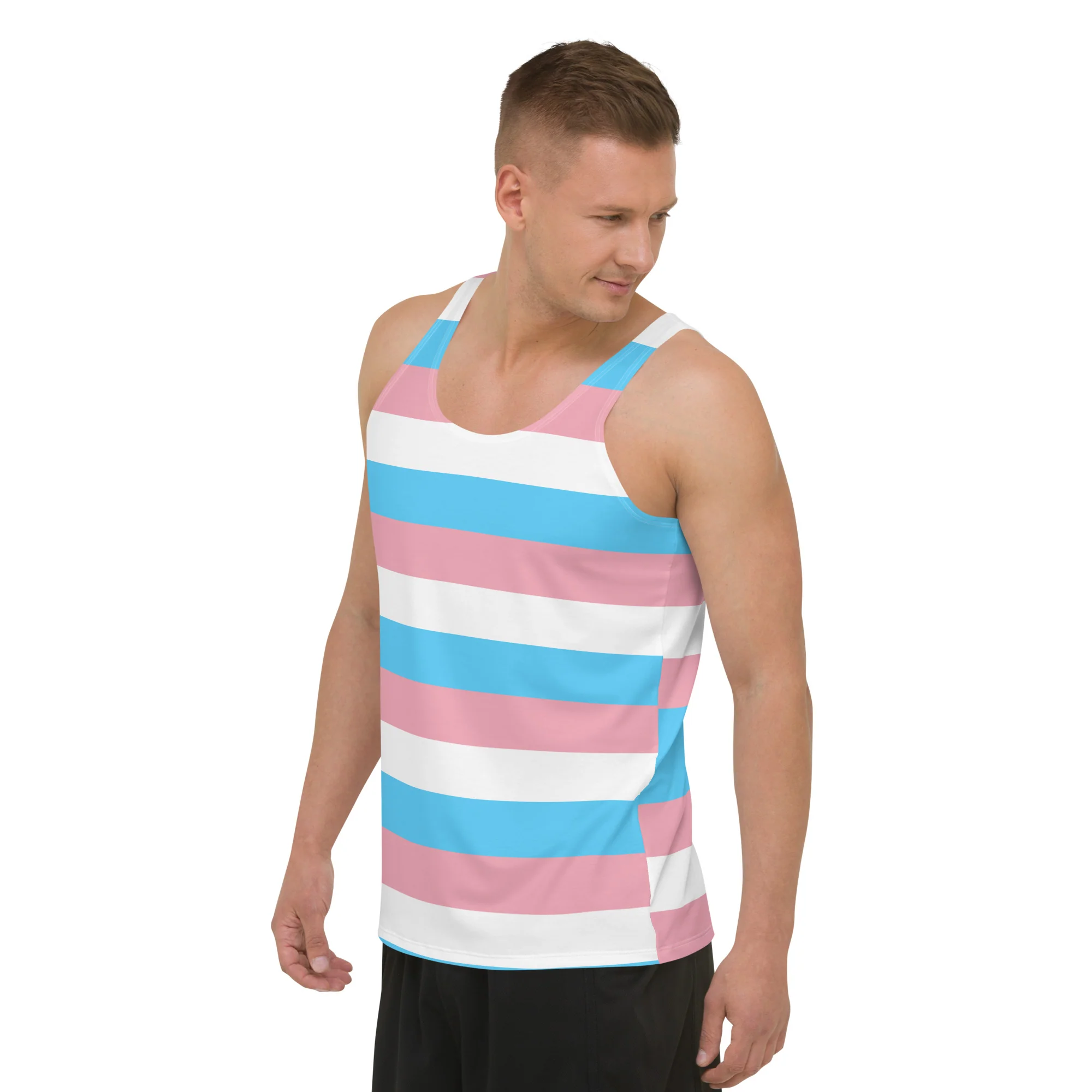Unisex Trans Flag Print Tank Top - Image 2