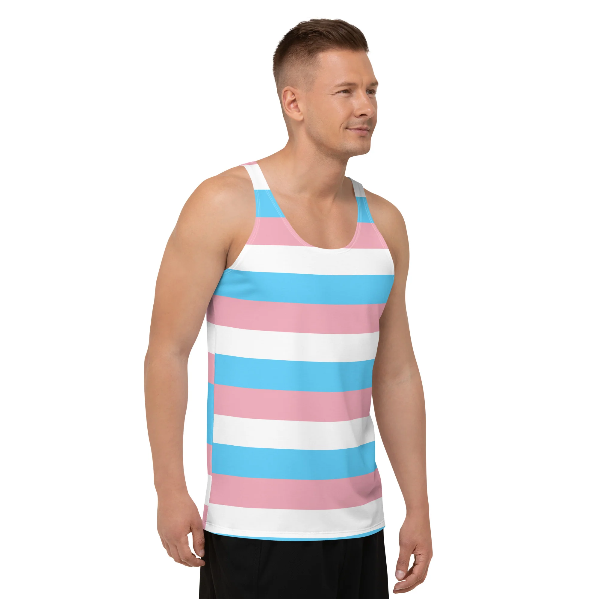 Unisex Trans Flag Print Tank Top - Image 3